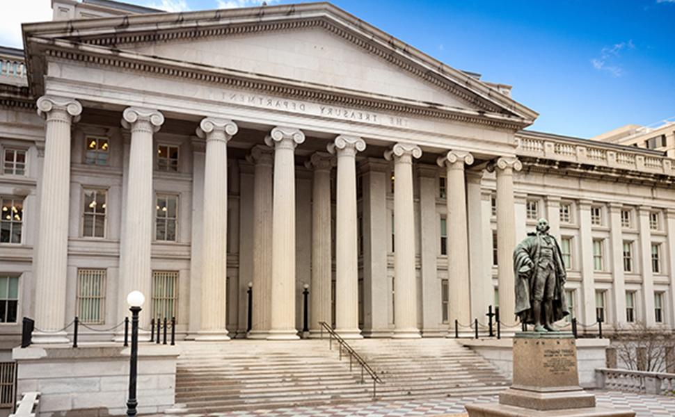 An image of the building housing the United States Treasury